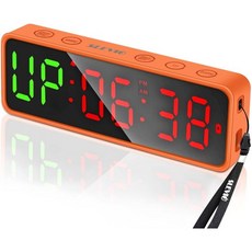 SLEVIO TIMER 작은 체육관 타이머 시계 스톱워치 자석형 운동 인터벌 대형 LED 디지털 디스플레이 가정용 액세서리 카운트다운 홈 차고 학교용, Matte Orange