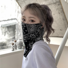 NICKKIM Nickkim抗UV口罩 耳掛型 男性夏季臉部遮陽 自行車高爾夫運動機車涼感巴拉克拉法帽, FUZA 面膜黑色 1+1