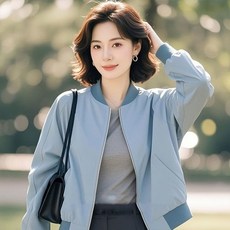 AOKADA 여성 가을 루즈핏 집업 야구 점퍼