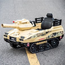 유아 전동 굴삭기 원격 제어 키즈 자동차 승용 카 포크레인, 이중 드라이브, 베이지 탱크