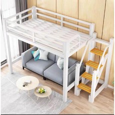 1층 활용 2층 저상형 침대 이층 쇼파 원룸 분리형 숙소, 3. 1200mmx2000mm(흰색) 업그레이드된 철