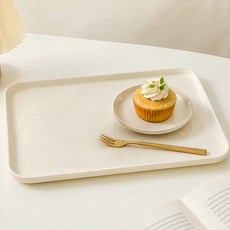 이루모아 심플한 간식 디저트 다용도 정리 쟁반 사각 트레이, 아이보리, 1개