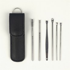 귀이개 세트 6P 귓밥 은 귀지 귀파개 스프링 면봉, 그린