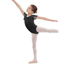 Bloch Dance Girl의 스칼렛 플러터 슬리브 레오타드 스팽글 도트 블랙 사이즈 4-6