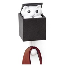 Qualy Kitt-a-Boo Peeping Cat 벽 후크 Coathook 행거 블랙 브라운 (블랙)