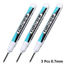마카 금속 롱 헤드 마커 펜 유성 방수 플라스틱 대용량 흰색 문구 0.7mm 1.0mm 2.5mm 1 개 2 3 세트, [10] 0.7mm-White-3 pcs