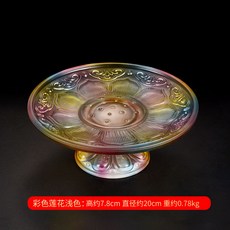 琉璃蓮花果盤 禪風擺設, 彩色蓮花淺色
