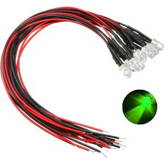 5파이 36V LED 그린 표시등 저항내장형 와이어 케이블 일체형 태양광 배터리 중장비 제어판 전기전자 DIY 부품, 10개