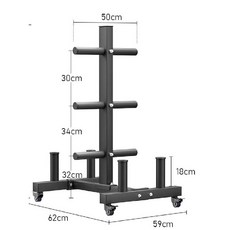 바벨 원판 바 정리대 이동식 거치대 보관대 받침대 중량, 블랙-큰 구멍/휠 (5cm) 하중 200kg, 1개