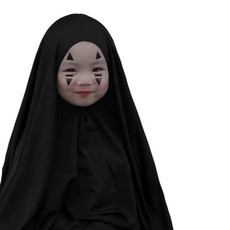 無臉男角色扮演服裝套裝 (含面具 手套) 萬聖節派對角色扮演服, 現貨-無臉男+臉貼（80-110CM）, 1個