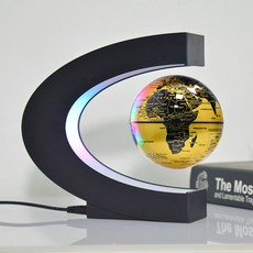자석 자기장 지구본 사무실 인테리어 무드등 자전 C자형지구본 LED지구본, J_영어 핑크 공 무불빛 미국 규격 전원 공급 - US