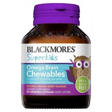 뉴질랜드 블랙모어스 BLACKMORES OMEGA BRAIN CHEWABLES 슈퍼키즈 오메가 브레인 츄어블, 50정, 6개