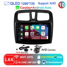 차량 라디오 르노 2014 14 로건 심볼 산데로 2 2019 멀티미디어 LEHX 비디오 카플레이 GPS 플레이어 안드로이드 자동차 DVD Din, L6X 2-64GB CAM