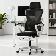 Takata 인체공학 디자인의 넓은 좌석 게이밍 의자 발받침 포함 편안한 메쉬 컴퓨터 사무용 의자 WY2, 검정색