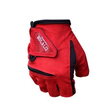 釣友俱樂部 釣魚手套 半指觸屏透氣防曬騎行女漁具, 1個, 釣迷半指手套-紅,M