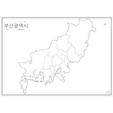 나우맵 교육용 우리나라백지도 세계지도 백지도 A3 세트 - 어린이 색칠지도, 07-6. 대한민국 특광역시 백지도 7장 세트 - 부산
