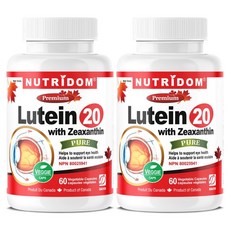 (2병) 캐나다 뉴트리돔 루테인 20mg + 지아잔틴 2mg 60식물성캡슐, 2개, 60정