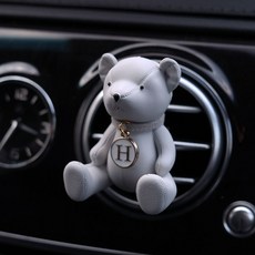 1+1 행사 테디베어 가죽 곰돌이 차량용 방향제 석고방향제 디퓨저 명품 고급 오일 리필, 편백, 2개