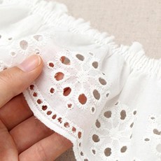 퀼트스타 [주름]플라워 펀칭 주름 레이스_백아이보리 110, 1개, 백아이보리