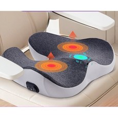3롤러 온열 마사지 메모리폼 방석 꼬리뼈 감압 쿠션, 45X38X10, 블랙(진회색 테두리)