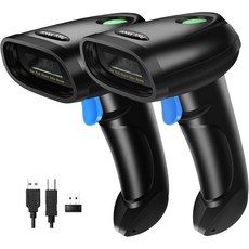 바코드 스캐너 리더기 2개 세트 블루투스 2D 3-in-1 및 USB 유선 2.4G 무선 QR PDF417 데이터 매트릭스 핸드헬드 윈도우 안드로이드 iOS와 호환 TM-10B, 바코드 스캐너 리더기 2개 세트 블루투스 2D 3-in
