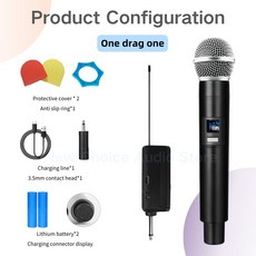 SP 무선 마이크 UHF 고정 주파수 2 채널 파티 노래방 전문 교회 쇼 회의용 휴대용, 1개