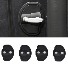 TFNBNG 테슬라 모델 3 / Y/S/X용 실리콘 도어락 버클 커버 4개 - 충격 흡수 보호 커버 세트 (화이트 루미너스 스타일), 블랙