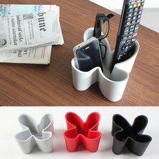 키밍 4칸 리모컨 정리함 홀더 소품 펜꽂이 수납함 lov+318og, 레드