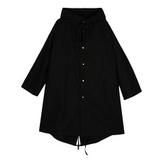 질 샌더 로고 프린트 후드 코트