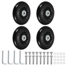 YELARXI 교체용 수하물 바퀴 여행 가방 바퀴 교체 키트 87x24mm 및 2세트 및 고무 및 블랙 - 장착 (회전 캐스터 베어링 수리/교체/롤러 백/가방/스피너), 1