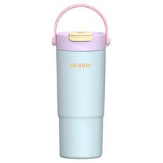 SGAKIC 진공 스텐 빨대 텀블러 보온보냉 차망 밀폐 워터보틀, 1개, 650ml, 스카이블루