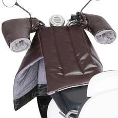 WARM방수가 되고 전기차가 오토바이 무릎 담요 장갑 전기 자전거 스쿠터 방한 방풍 보온 배달 겨울 커버 바람막이 워머 분리형 가죽으로 겨울에는 바람막이 장비가 더해진다, 두꺼운 브라운 PU 덮개 + 작은 손잡이 커버