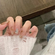 小紅書爆款穿戴甲高級感貓眼水鑽美甲片漸變輕奢純欲假指甲貼30片, 1個, BY1874迷霧星辰:穿戴甲#30片/盒