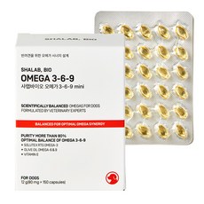 샤랩바이오 강아지 고양이 오메가3 6 9 영양제 피부 항산화 심장 혈관 면역 미니 80mg, 1개, 오메가 지방산, 150정