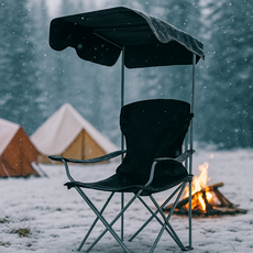 접이식 그늘막 캠핑 의자 휴대용 낚시 체어, 1개, 블랙