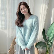 데일로엔 여성 앙고라 브이넥 러블리 긴팔니트티