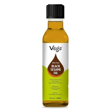 Vegs 블랙 세서미 오일 - 100% 순수 냉압착 엑스트라 블랙 참깨 오일 요리 피부 헤어 마사지 드레싱용 - GMO 프리 비건 엑스트라 버진 생 참기름 - 238, 1개, 250ml