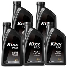 킥스 파오 에이쓰리/비포 프리미엄 가솔린 엔진오일 1L, 5개, 5w30