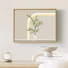 분전함 가리개 북유럽 명화 디자인 정물화 액자 액자형, 내추럴 우드 프레임, 그린 플랜트 1