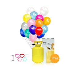 별이네파티 헬륨가스 10개용+25cm펄랜덤혼합풍선(30입)+컬링리본(1개)+무게추(1개) 세트, 1개