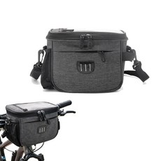 自行車防水車前掛包 附背帶, 麻灰色, 1個