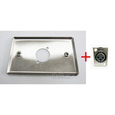 百威電子 白鐵麥克風佳能座蓋板 - 多孔位可選 (1孔/2孔) 白鐵材質防鏽蝕 麥克風保護蓋板, 1個, 大孔 1孔面板+3P 佳能插座固定座X1