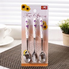 챠밍 티스푼 퍼플 3P 푸딩 커피스푼 위생 과일포크 케이크 홈카페