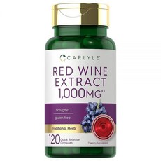 Carlyle 레드 와인 추출물 캡슐 | 120개 | GMO 프리 및 글루텐 프리 보충제