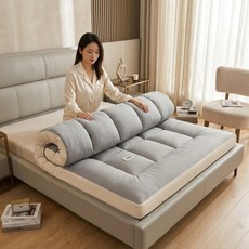 리보아 사계절 침대 바닥 토퍼 매트리스 요매트 10cm, 연그레이 연그레이