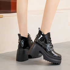 부츠 데일리 데이트룩 캐주얼 봄 트렌디 에나멜 앵클 레더 여자 워커 가보시