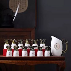 陶瓷白酒杯分酒器 十二生肖禮品 酒具 高檔禮盒包裝套裝, 古銅色12生肖【白色】禮盒裝, 1個