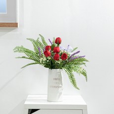 [플라워트리] 장미 조화 화병 피아노 슬랜더 Aset 43cm (DIY) 인테리어 꽃 테이블 장식 소품 꾸미기, 색상:화병Aset