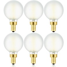 LED 프로스트드 캔델라브라 전구 E12 교체용 4W 동일 40와트 400lm 웜 화이트 2700K 글로브 g16.5 빈티지 필라멘트 캔들 장식용 6팩., E12 Base(Pack of, 4w=40w 3000k Soft