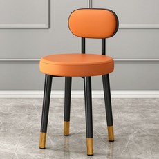 화장대의자 등받이 스툴 메이크업 카페 양털 흰색 파우더룸 침실 수툴, 블랙백 풀오렌지